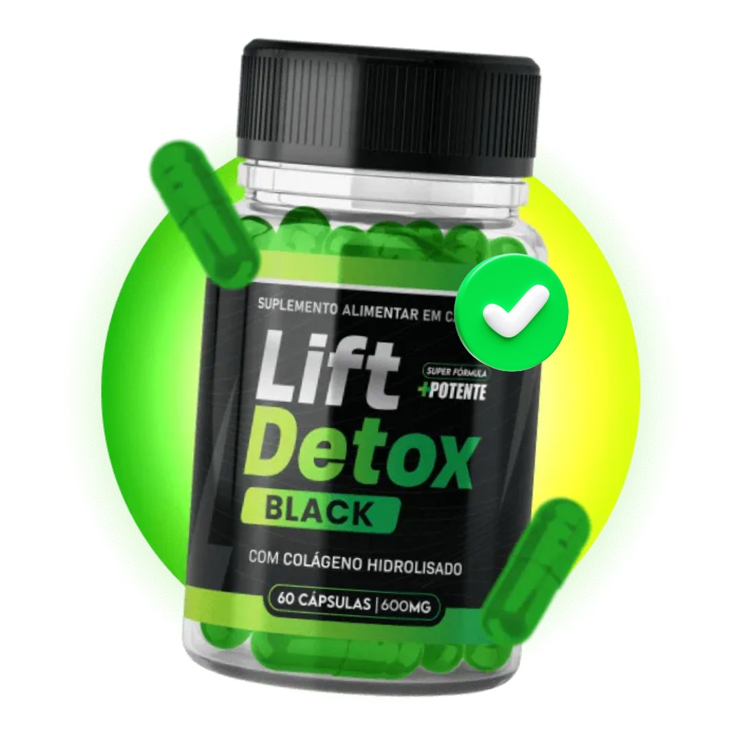 Frascos de Lift Detox Black e a imagem de composição/bula